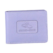 Chris Louis bi-fold wallet in light purple genuine leather with 12 card slots and RFID protection.
