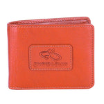 Chris Louis bi-fold wallet in tan genuine leather with embossed logo and stitching detail. Features 6 card slots, 5 slip pockets, coin pocket, and note compartments.