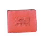Chris Louis bi-fold wallet in tan genuine veg-tan leather with 12 card slots and RFID protection.
