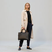 Chris Louis Tokyo Executive Bag, a black pebbled leather 2-in-1 briefcase with detachable laptop case and trolley strap.