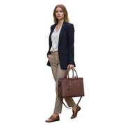 Chris Louis Tokyo Executive Bag, a 2-in-1 brown full-grain leather briefcase with detachable laptop case and trolley strap.