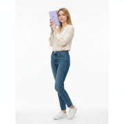 Chris Louis Venice Ladies Wallet in light purple, made of genuine leather with multiple card slots and zipper pockets.