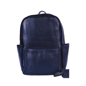 Chris Louis black genuine leather Wollaby backpack with multiple pockets and laptop compartment